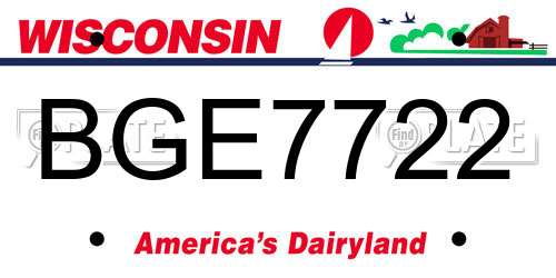 BGE7722 Wisconsin License Plate