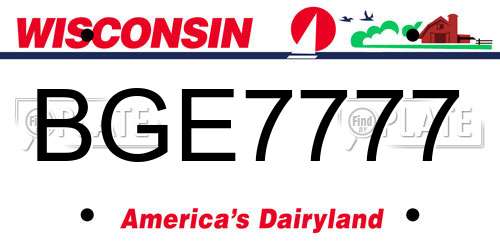 BGE7777 Wisconsin License Plate