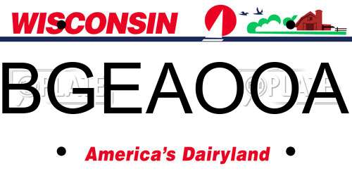 BGEAOOA Wisconsin License Plate
