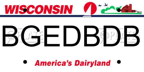 BGEDBDB Wisconsin License Plate