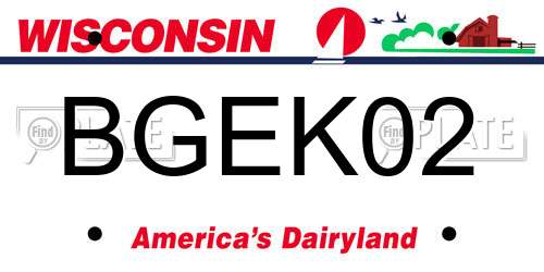 BGEK02 Wisconsin License Plate