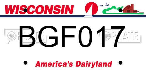 BGF017 Wisconsin License Plate