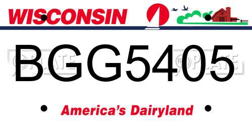 BGG5405 Wisconsin License Plate