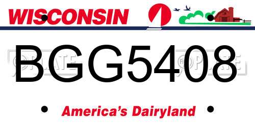 BGG5408 Wisconsin License Plate