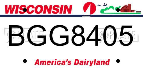 BGG8405 Wisconsin License Plate