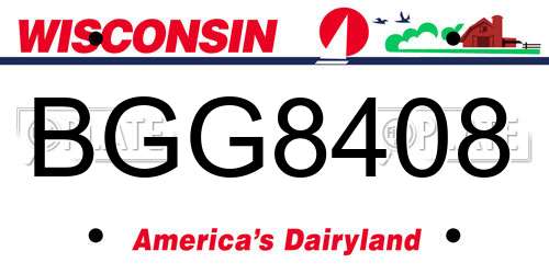 BGG8408 Wisconsin License Plate
