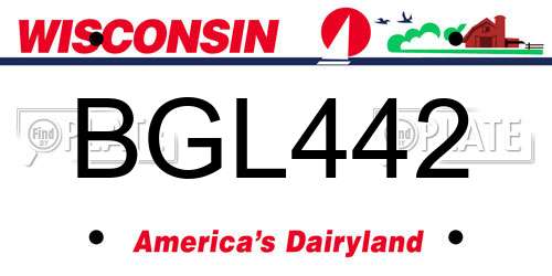 BGL442 Wisconsin License Plate