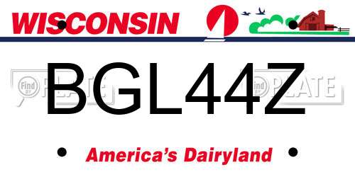 BGL44Z Wisconsin License Plate