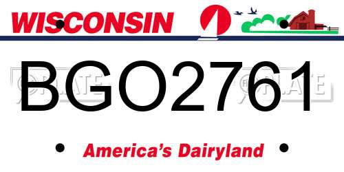 BGO2761 Wisconsin License Plate