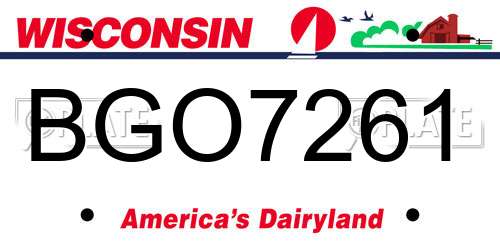 BGO7261 Wisconsin License Plate