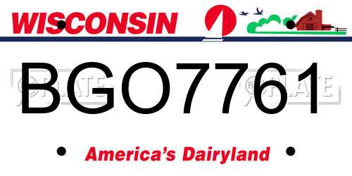 BGO7761 Wisconsin License Plate