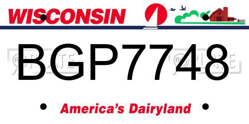 BGP7748 Wisconsin License Plate