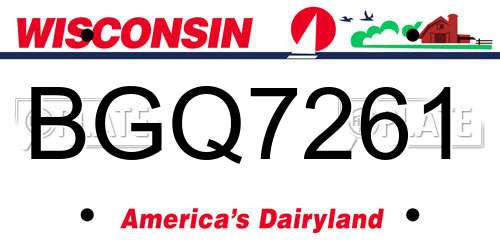 BGQ7261 Wisconsin License Plate