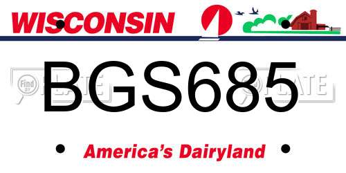 BGS685 Wisconsin License Plate