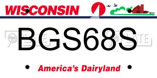 BGS68S Wisconsin License Plate