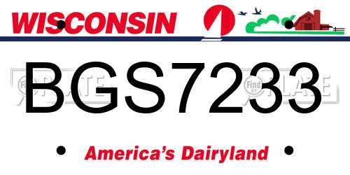 BGS7233 Wisconsin License Plate