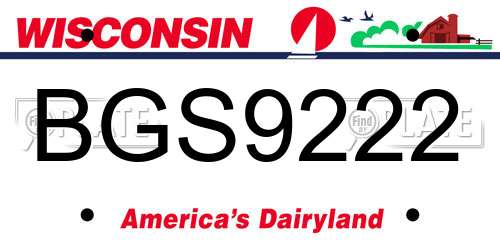 BGS9222 Wisconsin License Plate