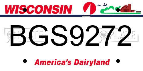 BGS9272 Wisconsin License Plate