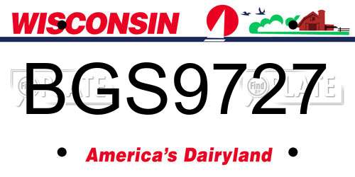 BGS9727 Wisconsin License Plate