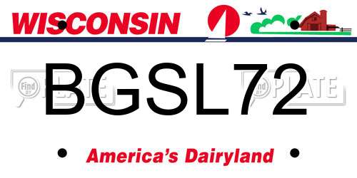 BGSL72 Wisconsin License Plate