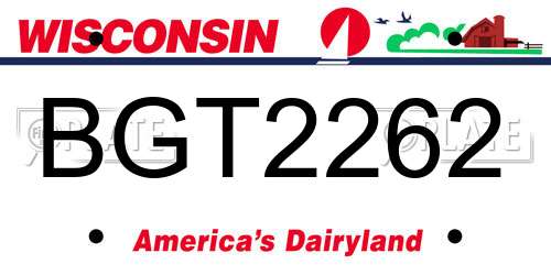 BGT2262 Wisconsin License Plate