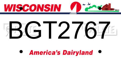 BGT2767 Wisconsin License Plate