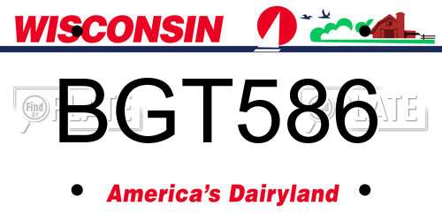 BGT586 Wisconsin License Plate