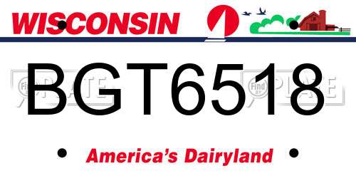 BGT6518 Wisconsin License Plate