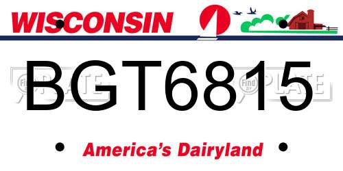 BGT6815 Wisconsin License Plate