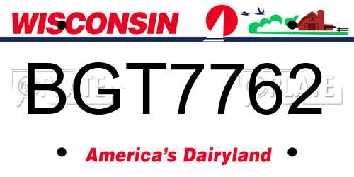 BGT7762 Wisconsin License Plate