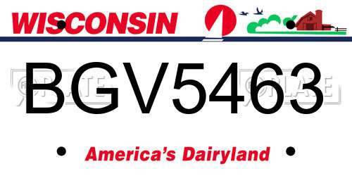 BGV5463 Wisconsin License Plate