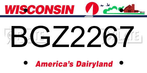 BGZ2267 Wisconsin License Plate