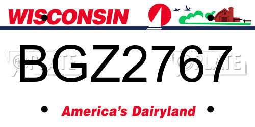 BGZ2767 Wisconsin License Plate