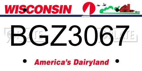 BGZ3067 Wisconsin License Plate
