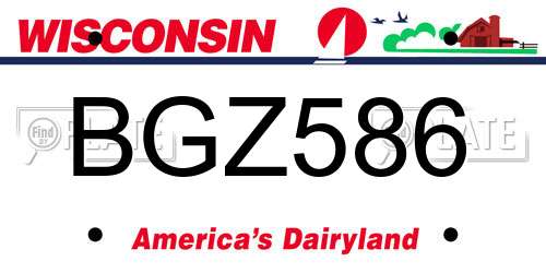 BGZ586 Wisconsin License Plate
