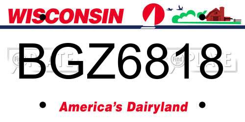 BGZ6818 Wisconsin License Plate