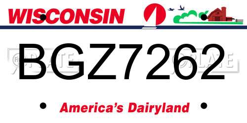 BGZ7262 Wisconsin License Plate