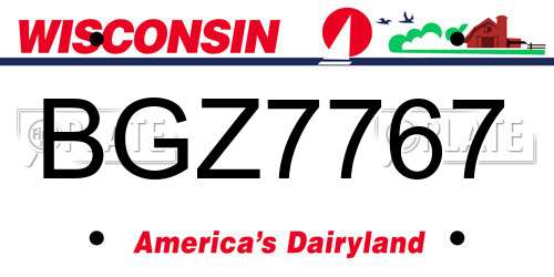 BGZ7767 Wisconsin License Plate