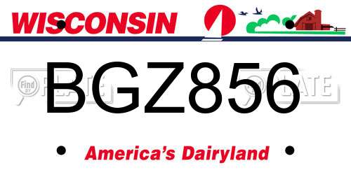 BGZ856 Wisconsin License Plate