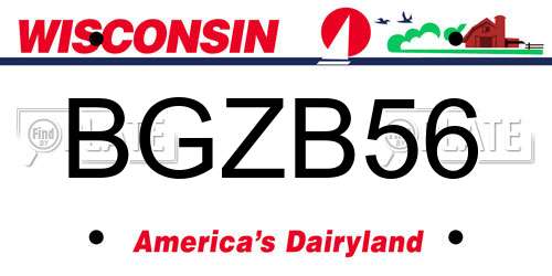 BGZB56 Wisconsin License Plate