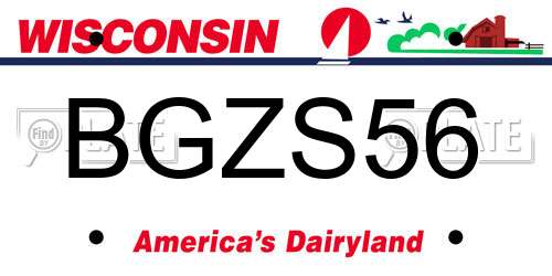 BGZS56 Wisconsin License Plate