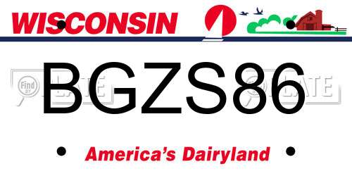 BGZS86 Wisconsin License Plate