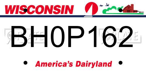BH0P162 Wisconsin License Plate