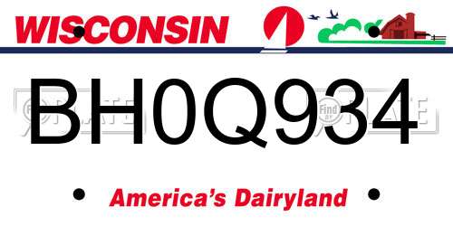 BH0Q934 Wisconsin License Plate