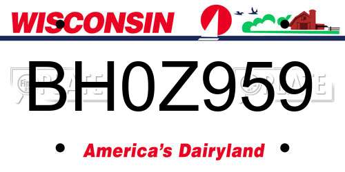 BH0Z959 Wisconsin License Plate