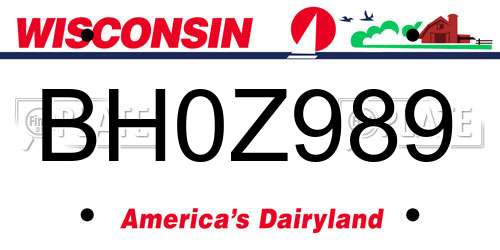 BH0Z989 Wisconsin License Plate
