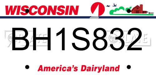 BH1S832 Wisconsin License Plate