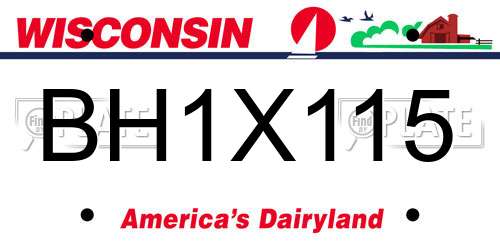 BH1X115 Wisconsin License Plate