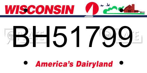 BH51799 Wisconsin License Plate