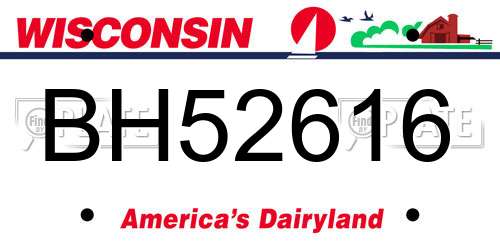 BH52616 Wisconsin License Plate